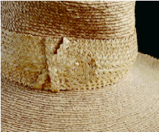 detail of cabbage tree hat